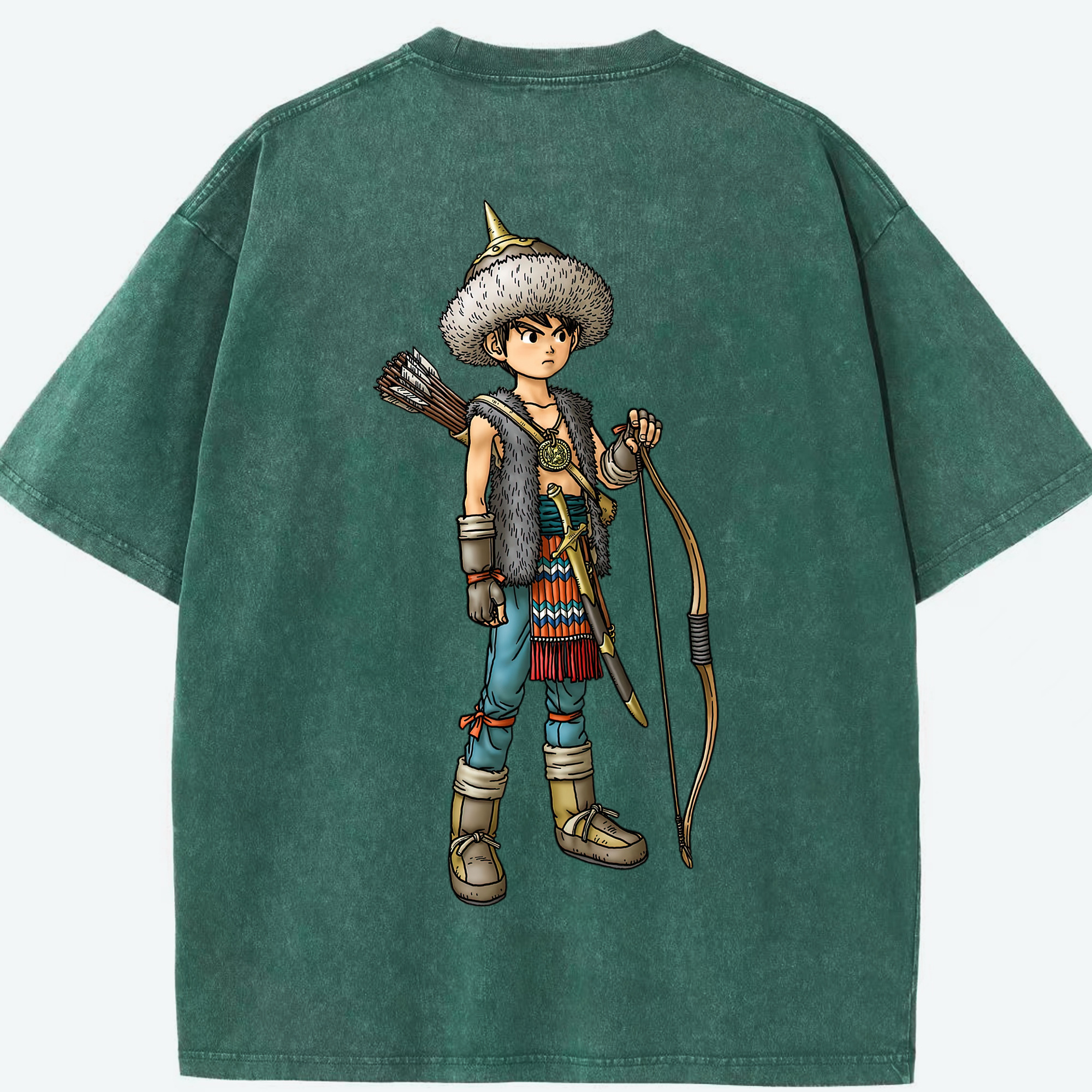 （画像用） ドラゴンクエスト Doragon Kuesuto Dragon Quest 綿100% ヴィンテージ風 半袖Tシャツ（背面プリント）